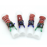 3" WHITE TUBE RED STRIPS FROGGY ON-TOP CHILLUM | 1CT